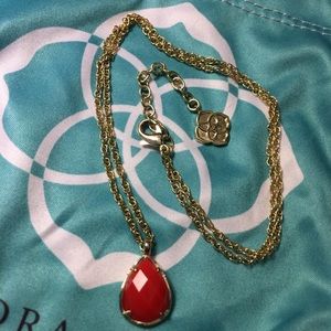 Cory Gold Pendant Necklace in Red